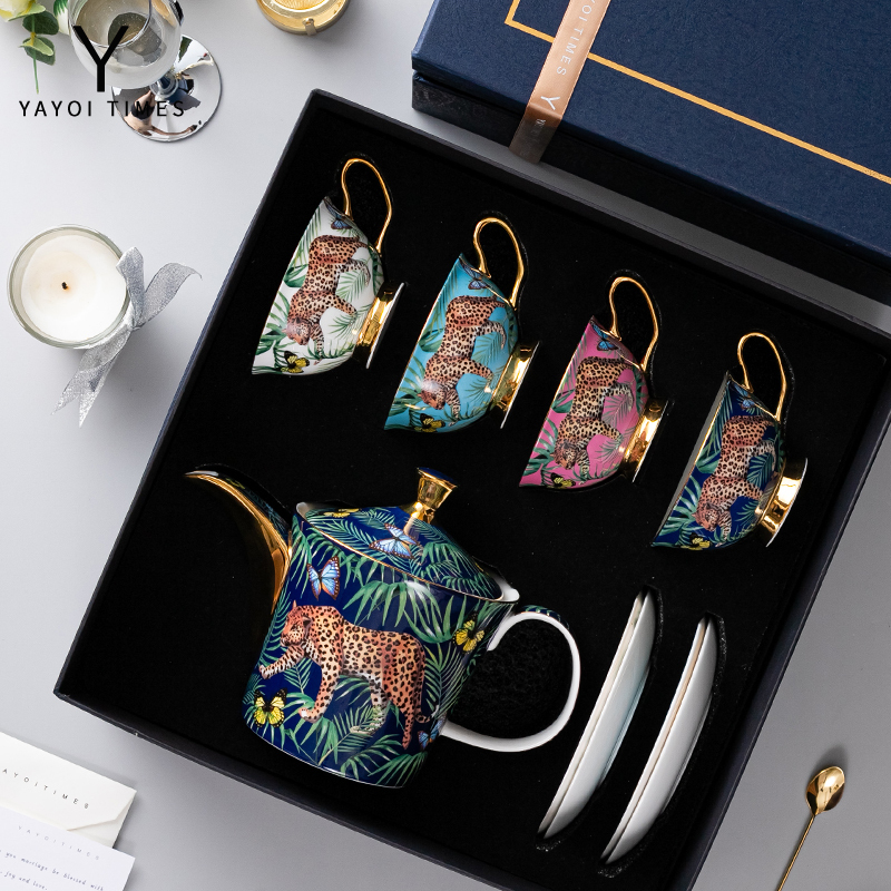 Mi Sheng Age """"Cheetah Romance"" Coffee Cup European Style Small Luxurious Exquisite British Tea Set Mi Sheng Age """"Cheetah Romance"" Coffee Cup European Style Small Luxurious Exquisite British Tea Set