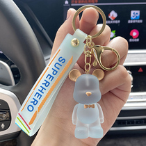 Crystal collar bear car key hanging decoration creative bear keychain female cute exquisite key chain backpack pendant