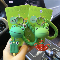 Rejection Anxiety Frog Head Elastic Cord Key Button Female Defense Loss Creative Car Key Chain Delicate Solid Pendant