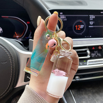 Floating Milk Pig key chain Shake sound with cute quicksand surf pig pendant into oil female book bag hanging ornaments