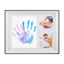 diy couple handprint photo frame colorful palm prints as a 100-day valentines day handmade commemorative gift for male and female friends