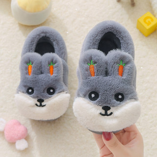 Children's cotton shoes winter boys and girls cute baby shoes children net red fur shoes bag heels indoor soft bottom home shoes