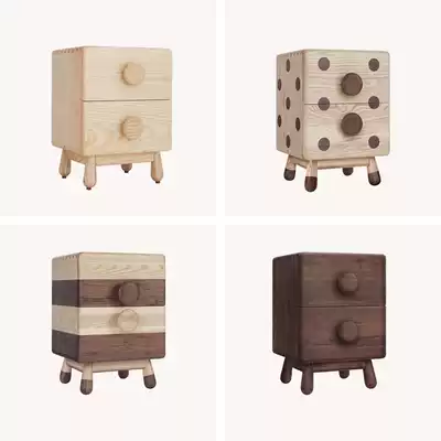 Children in the children's bedside table stripes storage cabinet ash wood Black Walnut all solid wood creative children's room