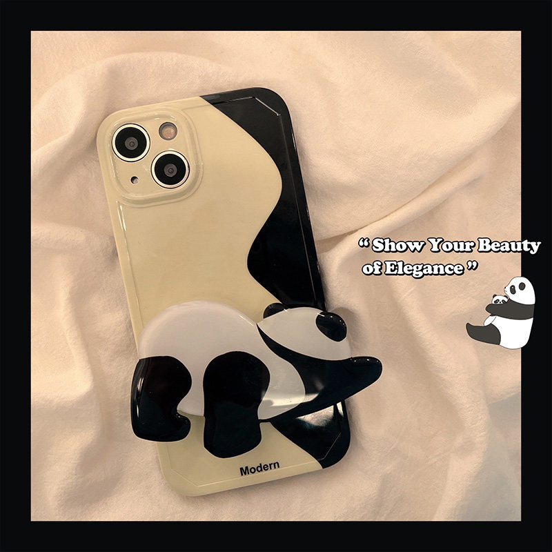 Cute panda with bracket applicable iPhone13 12promax Apple 11 mobile phone protective shell silicone xsxr female new xsmax anti-fall 7p protective sheath 8pl