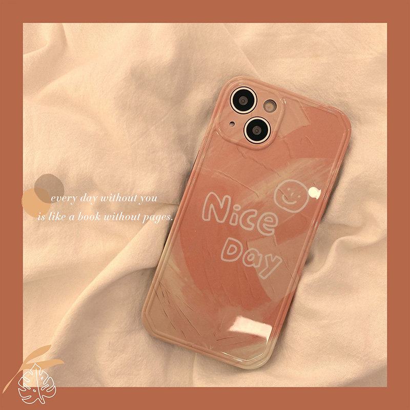 ins minimalist paint smiling face applicable iPhone13 12promax apple 11 mobile phone protective shell silicone xs female xr new xsmax anti-fall 7p protective sheath 8p