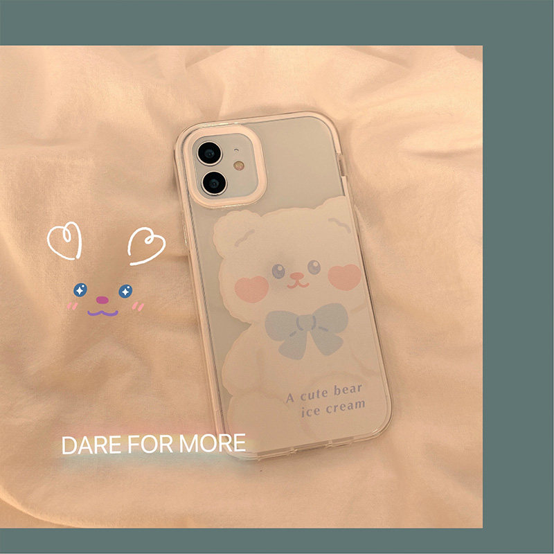 Cartoon Cute white Cubs apply Apple 12Pro Max mobile phone protective shell iphone11 X XS XR silicone 8plus female section 7p anti-fall xsmax