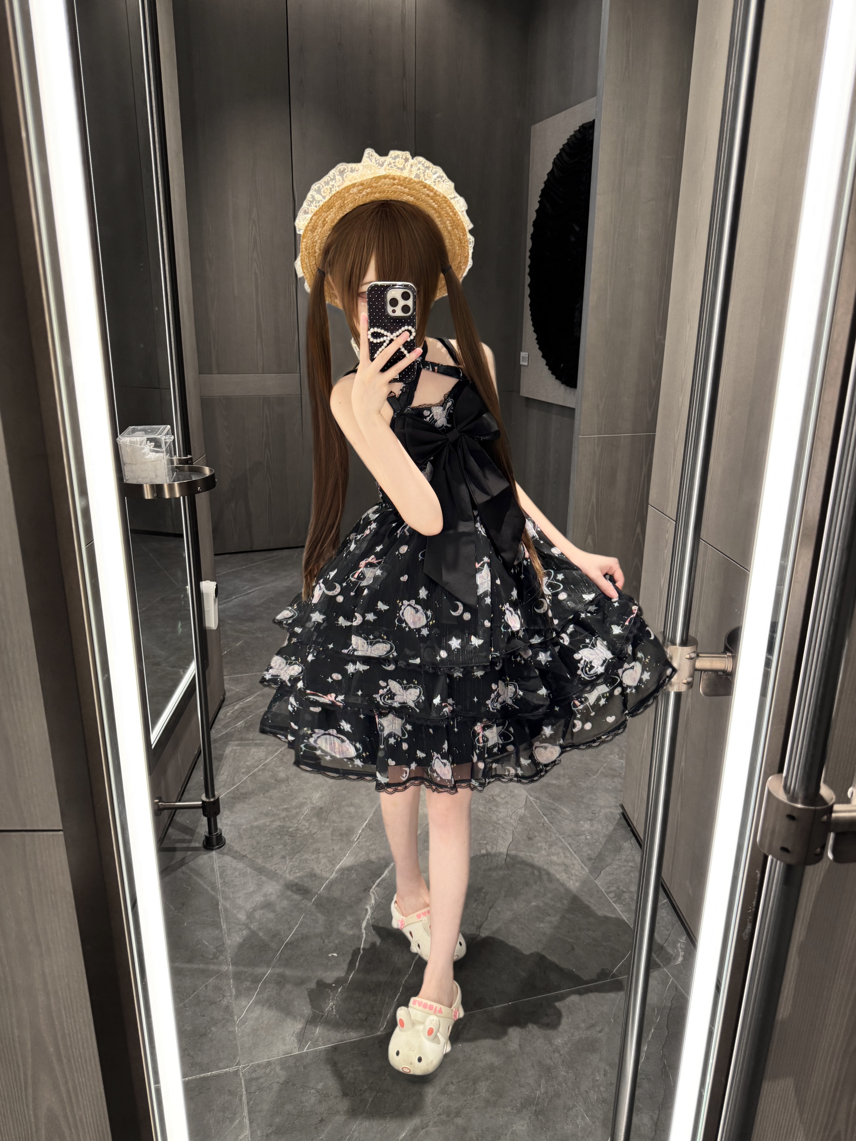 Coconut Candy Original Lolita (Starry Sky) Sweet and Cute Bow JSK Dress Looks Thin and Puffy