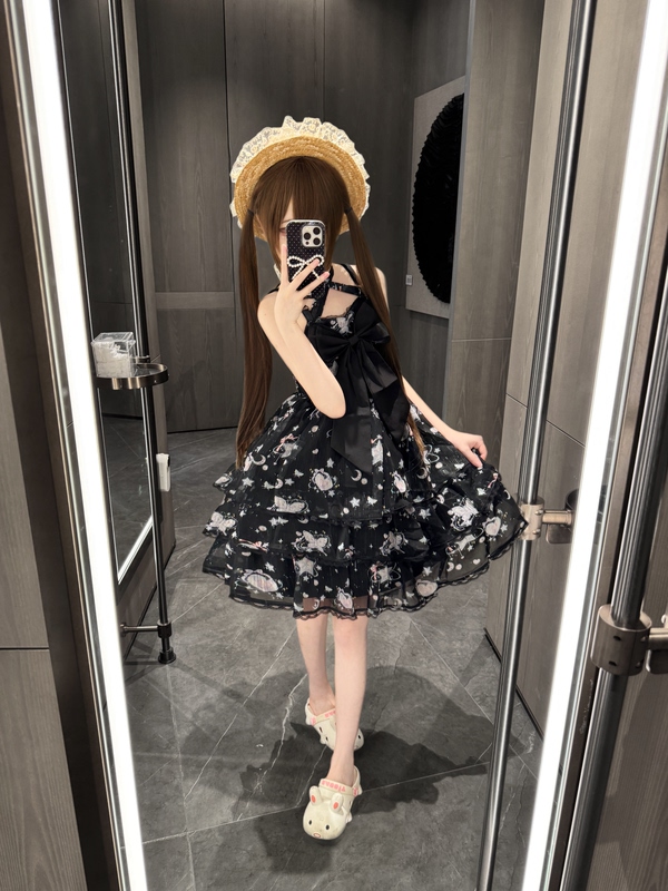 Cocoa Candy Original Lolita【Starry Sky】Sweet and Cute Bowknot Jsk Dress Slimming Puff Skirt