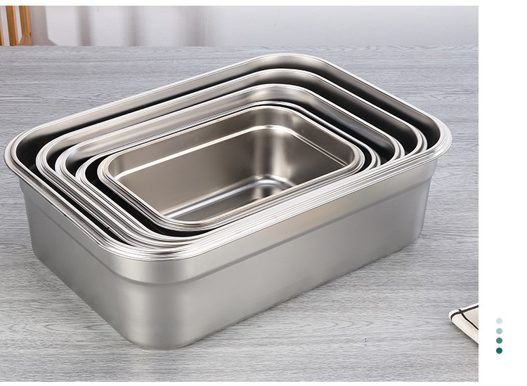 Stainless steel refreshing box containing box 304 food box dining basin reserved vegetable basin with lid fridge rectangular lunch box