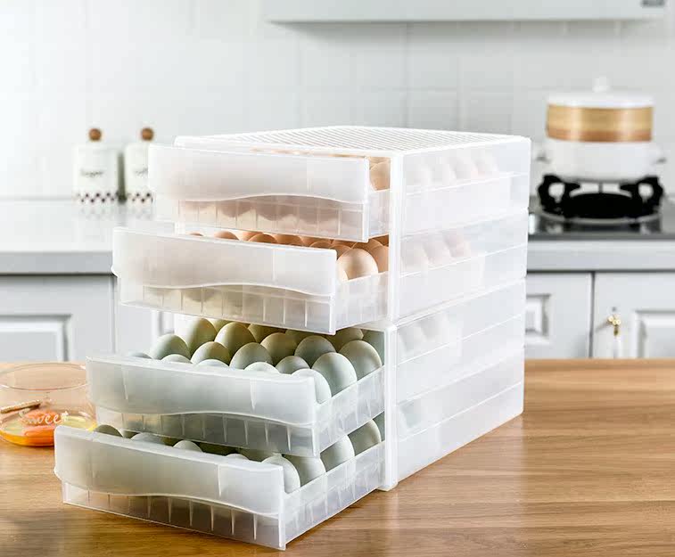 Fridge Fitted Egg Gaggle Containing Box Shockproof Anti-Fall Refreshing kitchen Egg Shelf Egg plastic Drawer