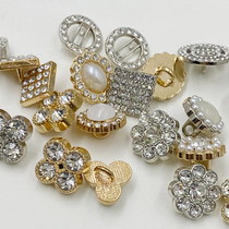 Exquisite wild metal diamond-set pearl ball shirt Cardigan sweater decorative buttons Womens blouse buttons Gold color