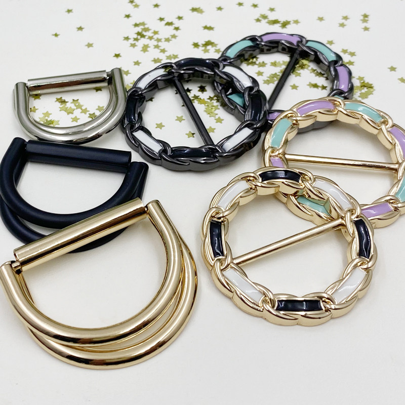 Creative T-shirt shirt corner button with knitting and switch decoration with lockback loop, buckle belt buckle