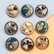 Vintage coat button clothes round hand-sewn metal buttons British wind coat windbreaker mens and womens fashion decorative buckle