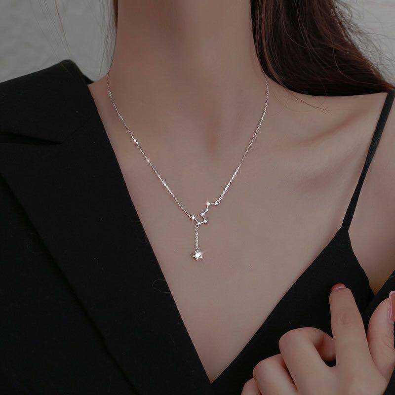Pure Silver North Bucket Seven Stars Necklace Light Extravaganza 2021 New 100 Lapped Design Sense Lock Bone Chain Summer Accessories
