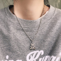 Bear necklace sterling silver simple personality hip hop choker 2020 New Tide ins cold wind sweater chain women