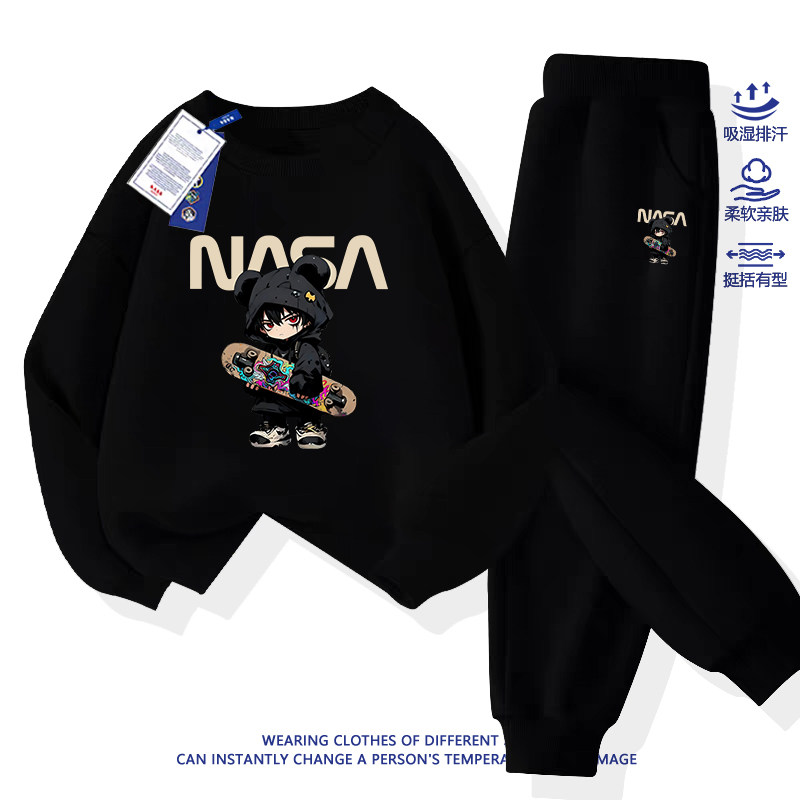 Осенний костюм для мальчиков, новинка 2025 года, красивый и модный тренд, детский спортивный повседневный свитер большого и среднего размера, костюм-двойка