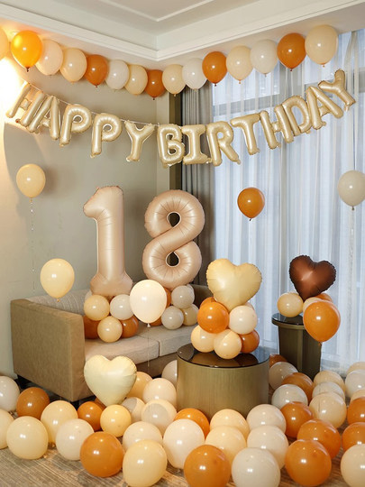 Internet Celebrity Happy Birthday Balloon Party Scene Decoration Supplies for Boys and Girls, Background Wall for 18Th Birthday Celebration