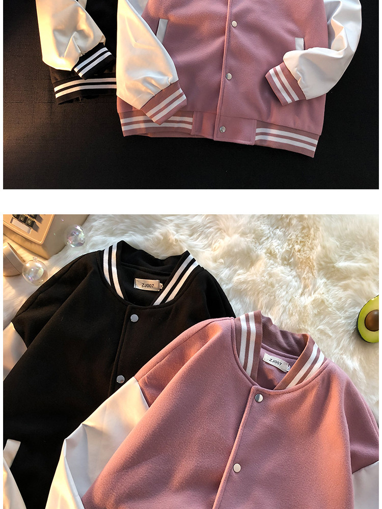 Одежда модная солнца защиты 日系cityboy黑白拼接外套oversize高街男vintage棒球服夹克情侣装