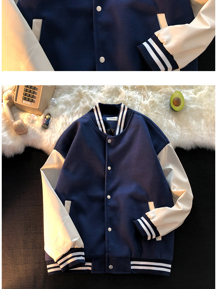 Одежда модная солнца защиты 日系cityboy黑白拼接外套oversize高街男vintage棒球服夹克情侣装