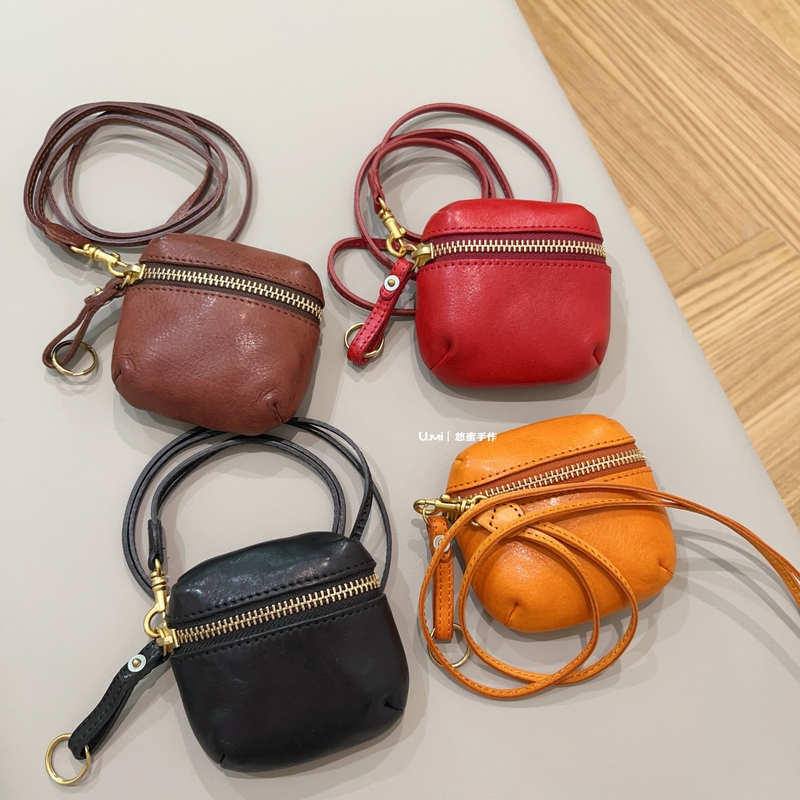 Handmade Vintage First-Layer Cowhide Mini Coin Purse Small Square Bag Bluetooth Earphone Storage Bag Lipstick Key Small Hanging Bag
