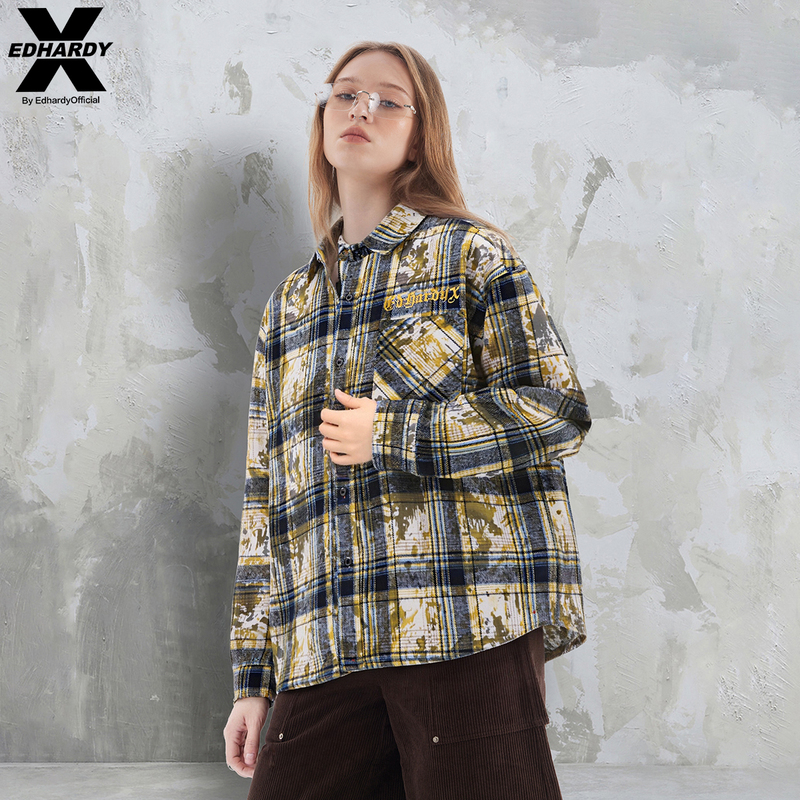 Ed Hardy X New Embroidered Lgog Trendy Unisex Long-Sleeved Shirt for Outerwear X1C2V0123168