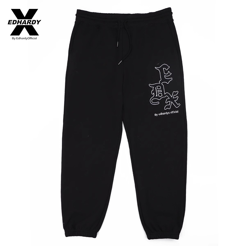 Edhardyx Winter Letter Embroidered Fleece Loose Trendy Casual Couple Sweatpants Sports Pants Trousers Long Pants Edhardyx Winter Letter Embroidered Fleece Loose Trendy Casual Couple Sweatpants Sports Pants Trousers Long Pants