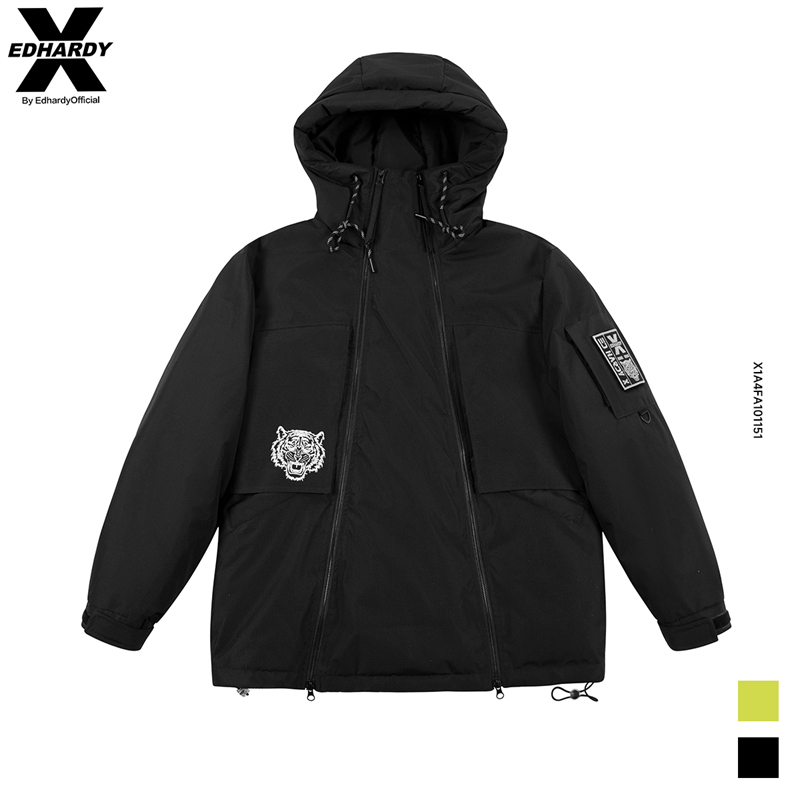 Edhardyx Winter Black Gold Graphene Heat-Retaining Lining Men's down Jacket Short Hooded Embroidered down Jacket Edhardyx Winter Black Gold Graphene Heat-Retaining Lining Men's down Jacket Short Hooded Embroidered down Jacket