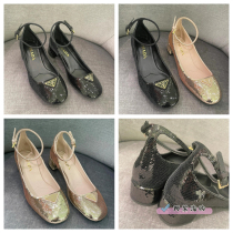 Prada Prada round toe thick heel French shallow mouth bag toe one-buckle sandals Mary Jane shoes