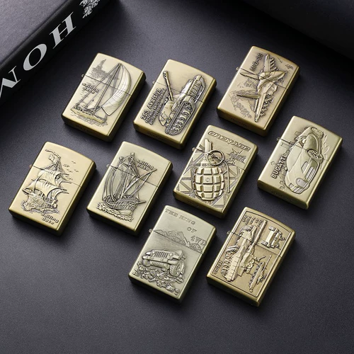 Ретро бронзовая медная ветрозащитная креативная старомодная зажигалка на керосине, ностальгия