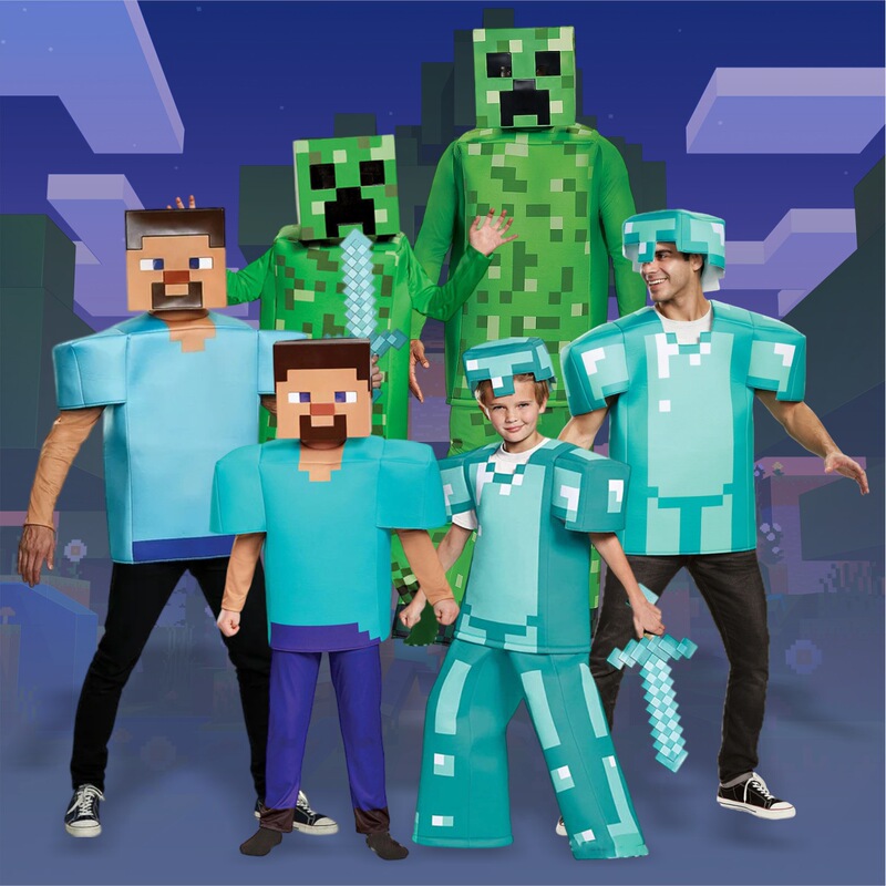 Minecraft Movie Mc Halloween Children's Costume Role Play Cosplay Performance Parent-Child Adult Armor
