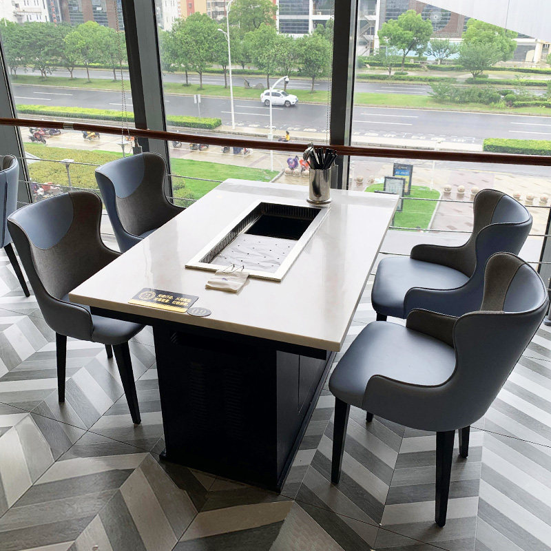 Korean-style self-service shabu-shabu integrated smokeless purification induction cooker hot pot table smoke carbon fire barbecue table commercial