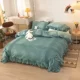 -Mùa đông san hô nhung bốn mảnh nhung pha lê hai mặt nhung nhung flannel duvet phong cách công chúa đệm trải giường ga trải giường váy - Váy Petti