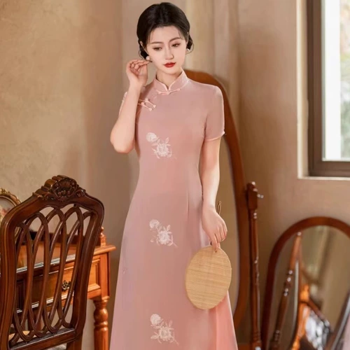 Ретро легкое ципао, китайский стиль, 2025 года, светлый стиль
