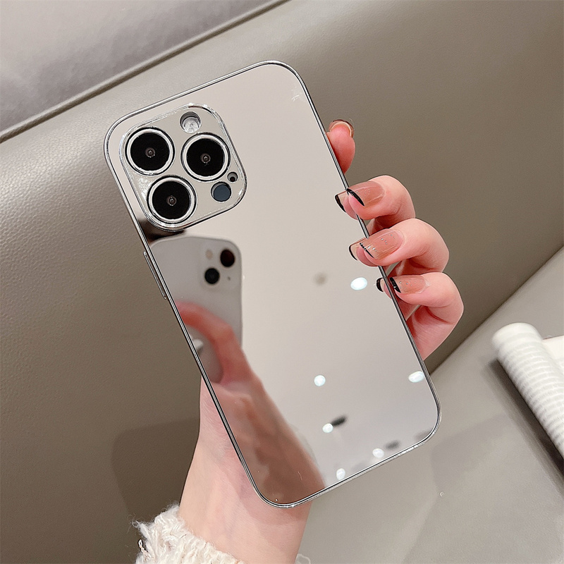 Mirror Makeup Case for iPhone 17 Pro Max, Glass Case for 16 Pro with Mirror, Suitable for Apple 14, Women's Huawei P80, Simple Mate70Pro Electroplated Xsmax Full-Cover Anti-Drop Protective Case