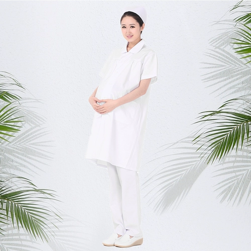 Униформа медсестры, униформа врача для беременных, белый халат для работы, короткий рукав, большой размер