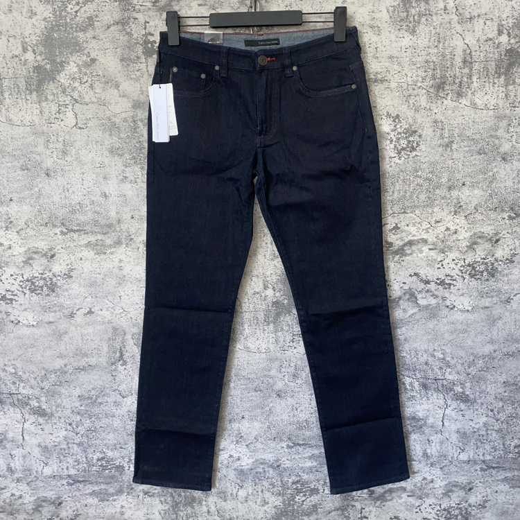 In Stock Slim American Ca-Kl Jeans Men's Low-Rise Slim Straight Washed Casual Simple Jeans