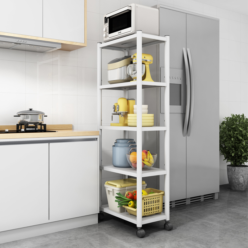 Nelly kitchen movable shelf floor-to-ceiling multi-layer refrigerator sandwich storage shelf home microwave oven pot rack