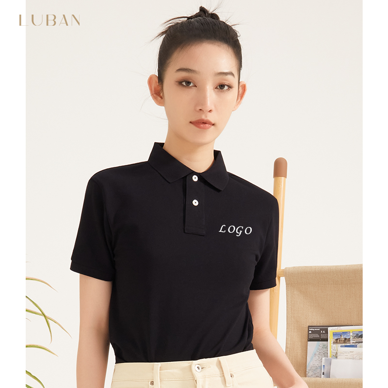 Advanced black workwear polo shirt Custom T-shirt Inembroidery logo Embroidery Turnover Short Sleeve Summer Enterprise Order