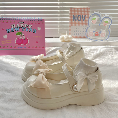 taobao agent ITIM Japanese Sweet Bow Mary Zhen Xiaosi Shoes Female 2023 New Summer Poor Powder Shoes Big Head JK Single Shoes