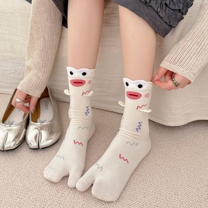 Quirky and Cute Clownfish Split-Toe Socks, Mid-Calf Socks, Home Floor Socks, Pure Cotton, Cute Cartoon Two-Toe Socks, Sleep Socks Quirky and Cute Clownfish Split-Toe Socks, Mid-Calf Socks, Home Floor Socks, Pure Cotton, Cute Cartoon Two-Toe Socks, Sleep Socks