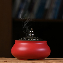 Hongyun when the head plate incense burner creative Chinese red ceramic aromatherapy decoration gift household indoor gift incense purification