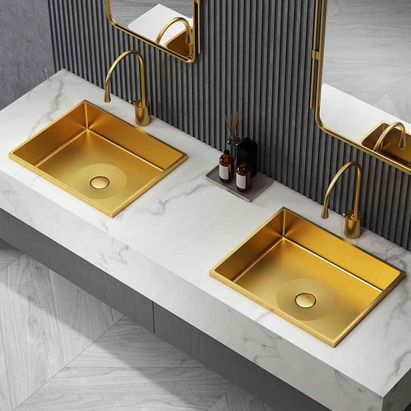 Strong steel custom rectangular stainless steel Taichung basin semi-embedded washbasin basin semi-hanging washbasin pool