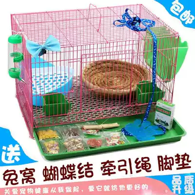 Dutch pig cage two pet rabbit hut cage cage with toilet free household living cage Special