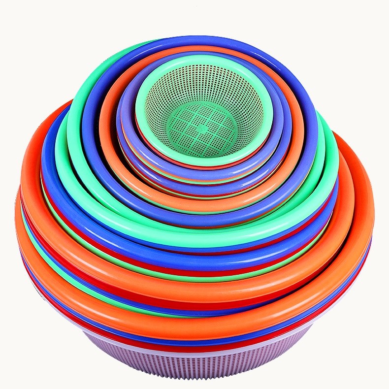 Encrypted Round Hollowed-out Drain Water Naughty Wash Vegetable Basket Thicken Containing-to-basket Kitchen Special Cooked Rubber Plastic Basket