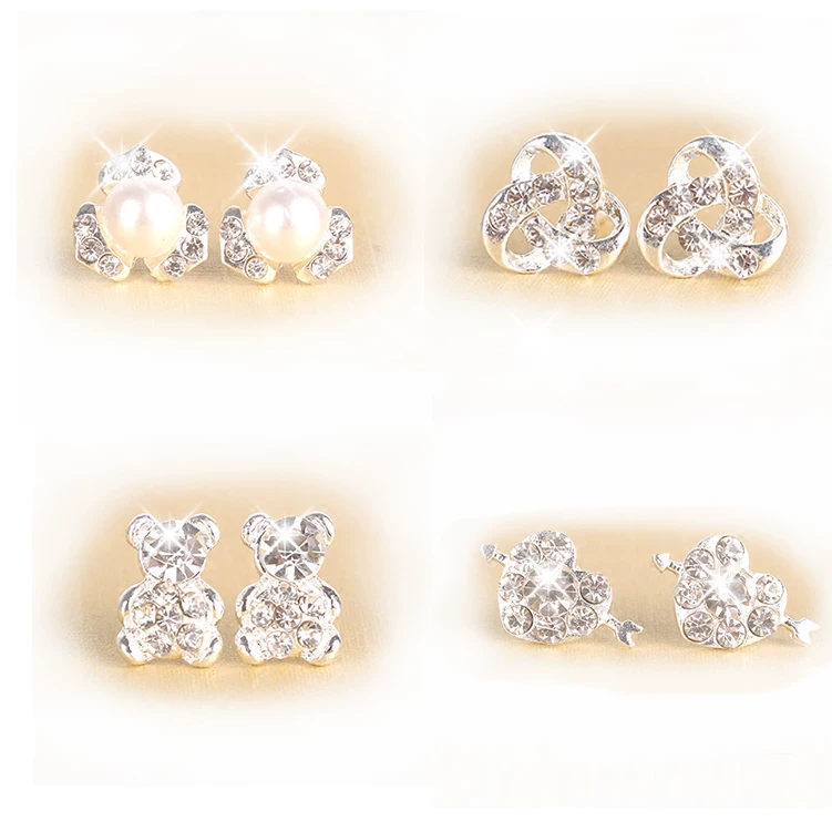 Earrings, creative gift box, set, silver 925 sample, simple and elegant design