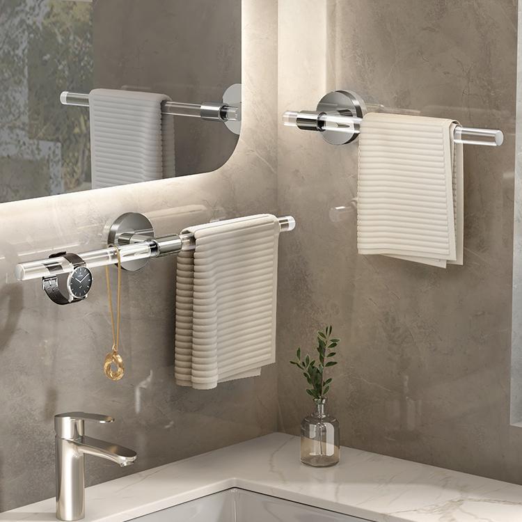Japanese Atnpqz Towel Rack, High-End Minimalist Bathroom Single Rod Wall-Mounted Trendy Acrylic Bathroom Towel Bar