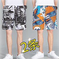 Mens pajama pants thin shorts summer sleep Home loose big pants can be worn outside beach pants quick dry size