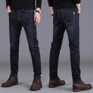男士春秋牛仔裤休闲裤黑色商务小脚裤子男裤