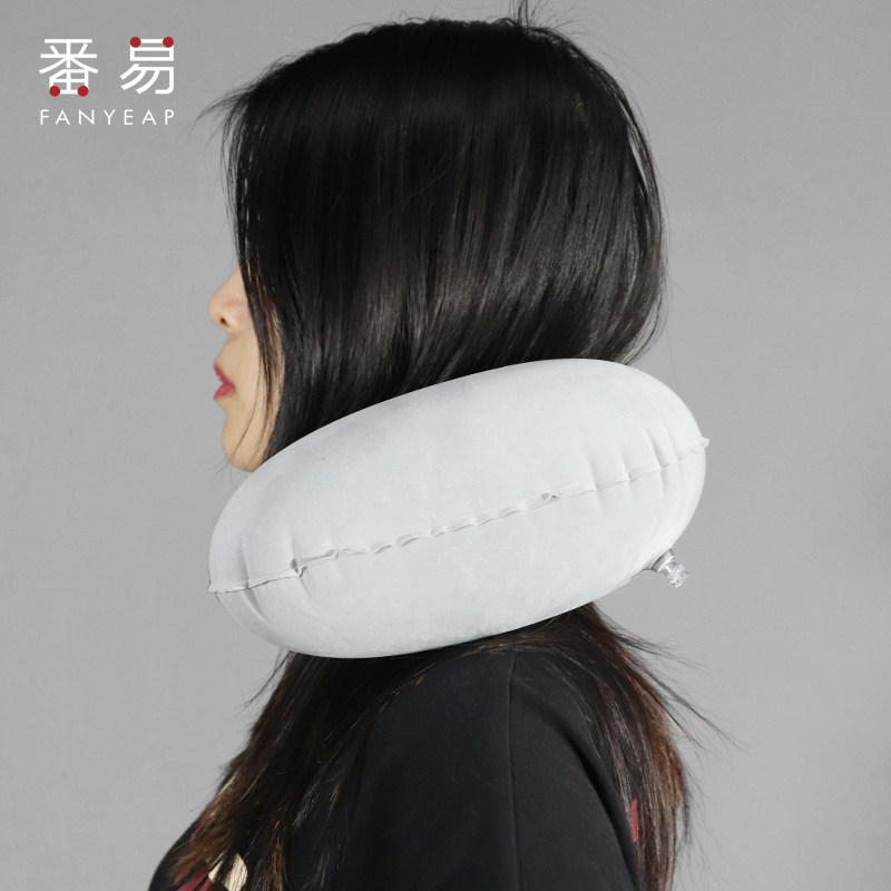 Inflatable Pillow Travel Pillow Portable Care Back Cushion Seat Car Plane Hug Pillow Afternoon Nap Fold Home Blow Outdoor