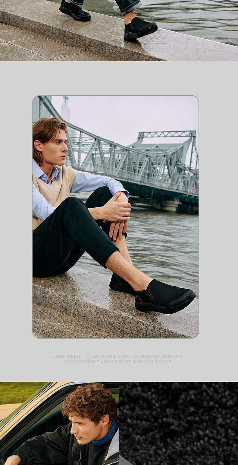 Энергичный обувь skechers斯凯奇男鞋秋季运动休闲鞋回弹一脚蹬懒人鞋缓震健步鞋子